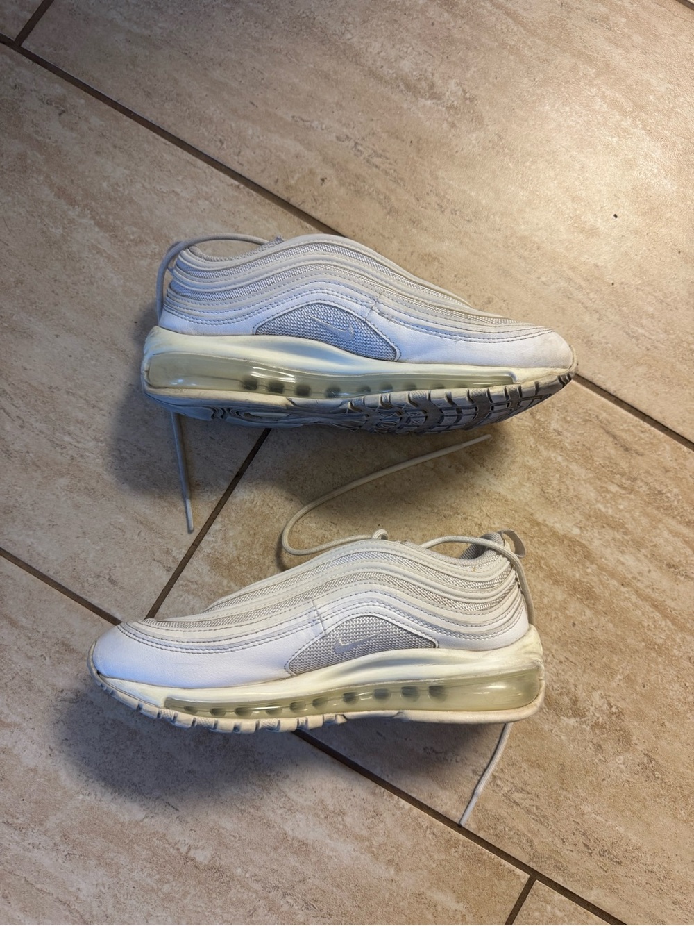Nike White Air Max 97 Sneakers with Visible Air Unit